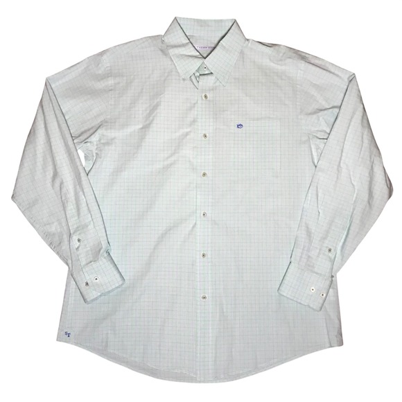 Southern Tide Other - Southern Tide Mens Large Mint Green Purple Plaid Long Sleeve Button Down Shirt